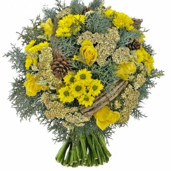Bouquet of flowers - Gold button