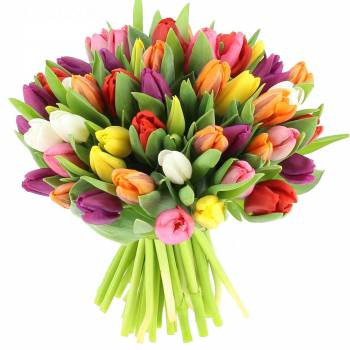 Boeket bloemen - Boeket van veelkleurige tulpen