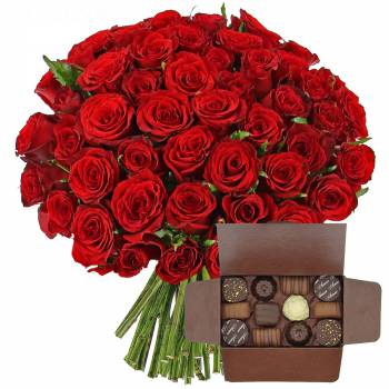 Roses rouges + Ballotin de chocolats