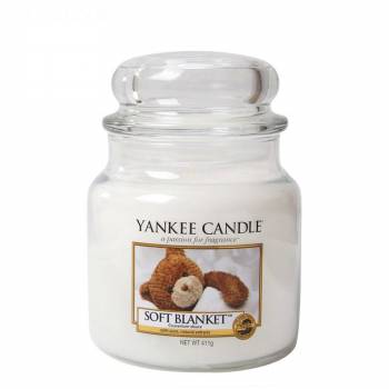 Livraison express : Bougie Yankee Candle - Soft Blanket - Moyenne Jarre (411g)